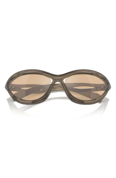 Prada 63mm Oversize Cat Eye Sunglasses In Loden Frosted/orange Mirror