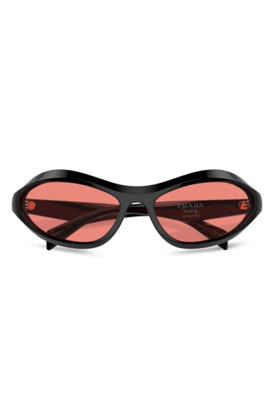 Prada 63mm Oversize Oval Sunglasses In Black