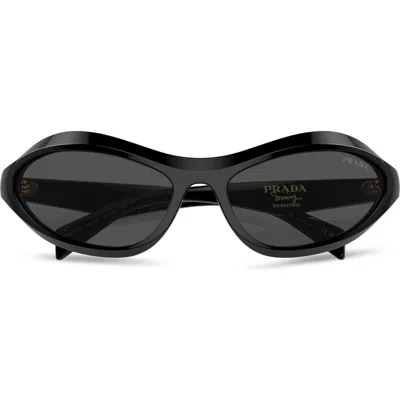 Prada 63mm Oversize Oval Sunglasses In Dark Grey