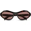 Prada 63mm Oversize Oval Sunglasses In Lite Brown