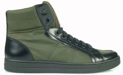 Pre-owned Prada $ 650 Mb2  Sneakers Men's Hi Top Fashion Shoes 100% Autentich In Black Green