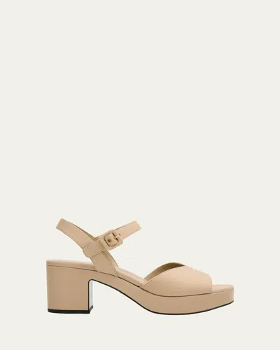 Prada 65mm Canvas Platform Sandals In Brown