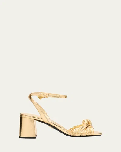 Prada 65mm Knotted Metallic Leather Sandals In Multi