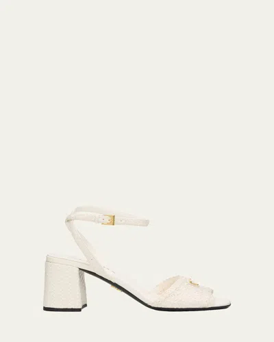 Prada 65mm Madras Woven Metallic Leather Ankle-strap Sandals In Multi