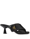 Prada Pantoletten Criss Cross 65 Aus Leder In Black