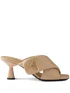 Prada Padded Nappa Leather Sandals In Neutrals