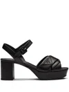 Prada Diagram Quilted Leather Platform Sandal In Black