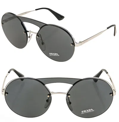Pre-owned Prada 65t Cinema Sunglasses Silver Black Rimless Metal Pr65ts Snoop Dogg Olympic In Gray