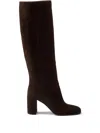 Prada 70mm Suede Block-heel Boots In Multi