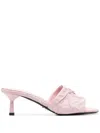 Prada 70mm Triangle Logo-plaque Quilted Mules In Rosa