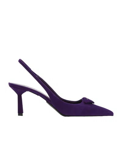 PRADA 70MM TRIANGLE-LOGO SLINGBACK PUMPS