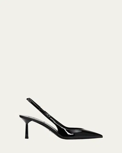 Prada 75mm Bow Leather Slingback Pumps In Animal Print