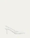 Prada 75mm Bow Leather Slingback Pumps In White