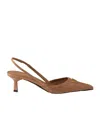 Prada 75mm Leather Heeled Pumps In Brown