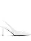Prada Brushed Leather Slingback Pumps 75 In White