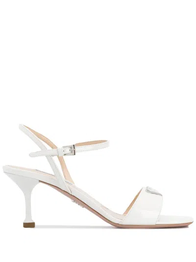 Prada 75mm Logo Sandals In White