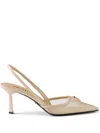 Prada 75mm Mesh Slingback Pumps In Neutrals