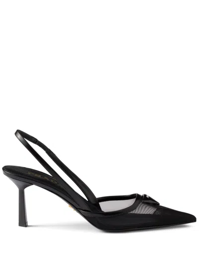 PRADA 75MM MESH SLINGBACK PUMPS
