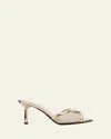 Prada 75mm Metallic Leather Mesh Sandals In Multi