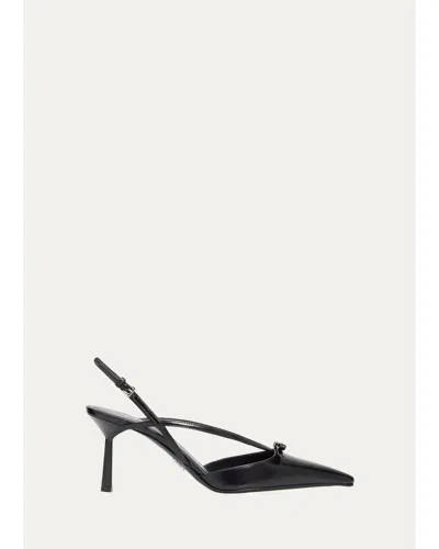 Prada 75mm Strappy Leather Slingback Pumps In Black