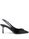 Prada Women Brushed Leather Slingback Pumps In Black
