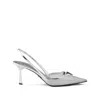 Prada 75mm Triangle-logo Slingback Pumps In White