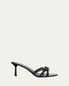 Prada Leather Mules Open Toe Knot Detail In Black