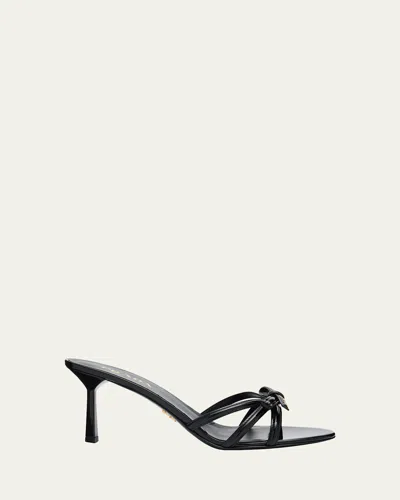 PRADA 75MM VERNICE LEATHER MULE SANDALS