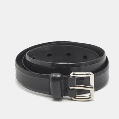 Pre-owned Prada 80 Cm Buckle Belt Black Leather