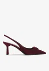 Prada 80 Triangle Logo Suede Leather Pumps