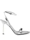 Prada Silver Metallic Leather High Sandals In Silver