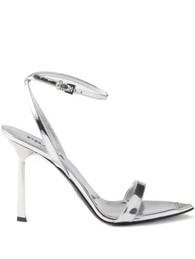PRADA 80MM ANKLE-STRAP LEATHER SANDALS