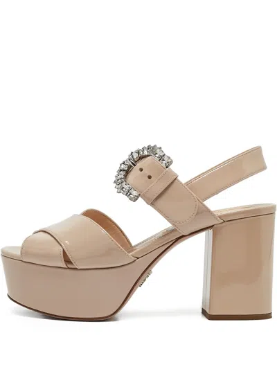 Pre-owned Prada 80mm Crystal-embellished Sandals