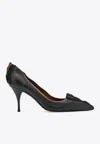 Prada Antiqued Leather Pumps In Black