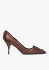 Prada Pointed Toe Stiletto Leather Pumps In Brown