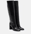 Prada 85 Leather Knee-high Boots In Black