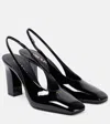 Prada Block Heel Patent Finish Pointed Toe Ballerina Shoes In Black