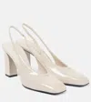 Prada 85 Patent Leather Slingback Pumps In White