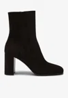 Prada Suede Block-heel Ankle Boots In Brown