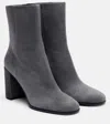 Prada 85 Suede Ankle Boots In Gray