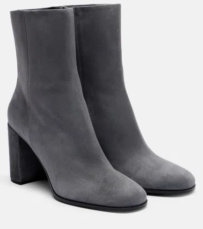 Prada 85 Suede Ankle Boots In Gray