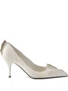 Prada 85mm Antiqued Leather Pumps In Gray