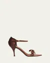 Prada 85mm Distressed Leather Bow Sandals In Multi