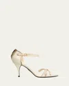 Prada 85mm Distressed Leather Bow Sandals In Multi