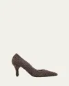 Prada 85mm Knitted Pointed-toe Pumps In Gray