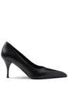 Prada Black Leather Pumps In Black