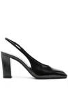 Prada Women Decolette Leather Heels In Black