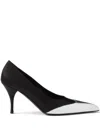 Prada Satin Pumps Two-tone Design Stiletto Heel In Black