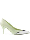 Prada Satin And Metallic Leather Pumps In Green