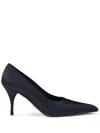 Prada 85mm Satin Pumps In Navy
